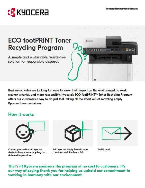 ECO FootPRINT, Kyocera, Enviroment, Carraway Office Solutions