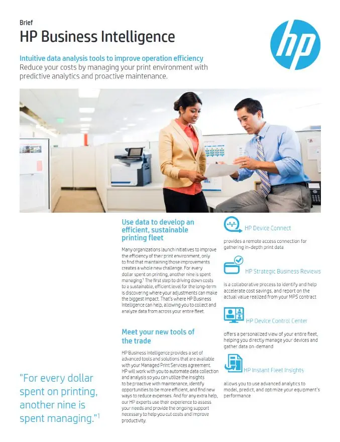 HP, Business Intelligence, Brochure, HP, Hewlett Packard, Carraway Office Solutions