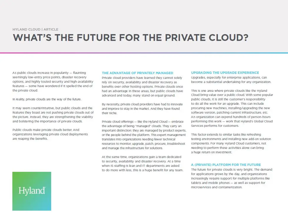 Private Cloud, Public Cloud, Hyland, Kyocera, Software, Document Management, Carraway Office Solutions