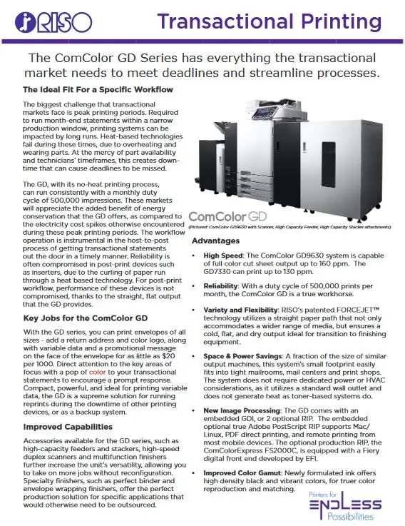 Transactional Printing, Riso, Carraway Office Solutions