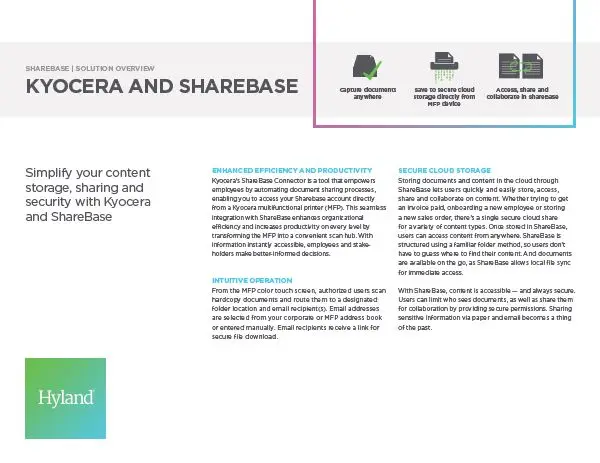 ShareBase, Kyocera, Solution, Software, Document Management, Carraway Office Solutions
