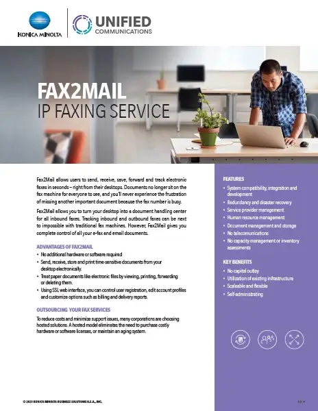 Unified Communications, FAX2MAIL, IP Faxing, Service, Konica Minolta, Carraway Office Solutions