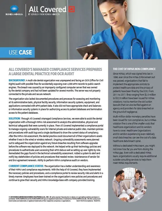 All Covered, HIPAA, Case Study, Konica-Minolta, Carraway Office Solutions