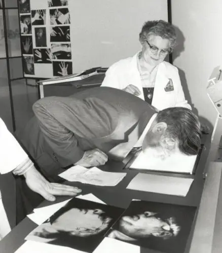 Old Photo, Man Copying Face on Copier, Carraway Office Solutions