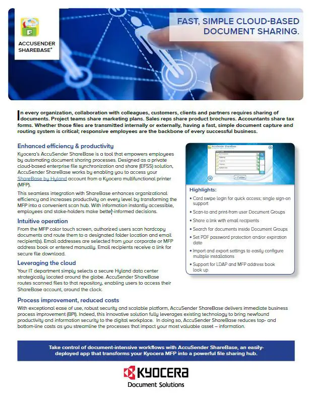 Kyocera, Software, Document Management, Accusender Sharebase, Carraway Office Solutions