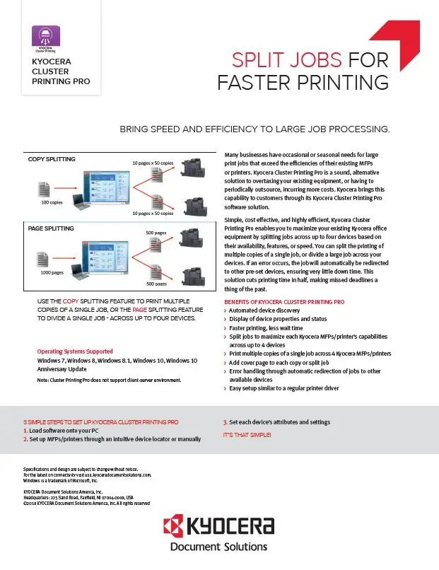 Kyocera, Software, Output Management, Kyocera Cluster Printing, Carraway Office Solutions