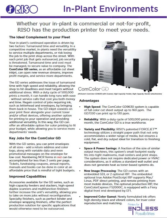 In Plant Environments, Riso, Carraway Office Solutions