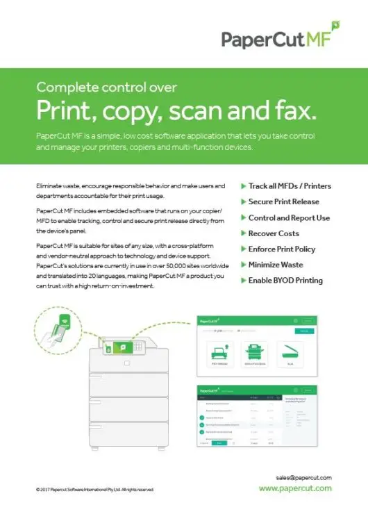 Papercut, Mf, Fact Sheet, Carraway Office Solutions