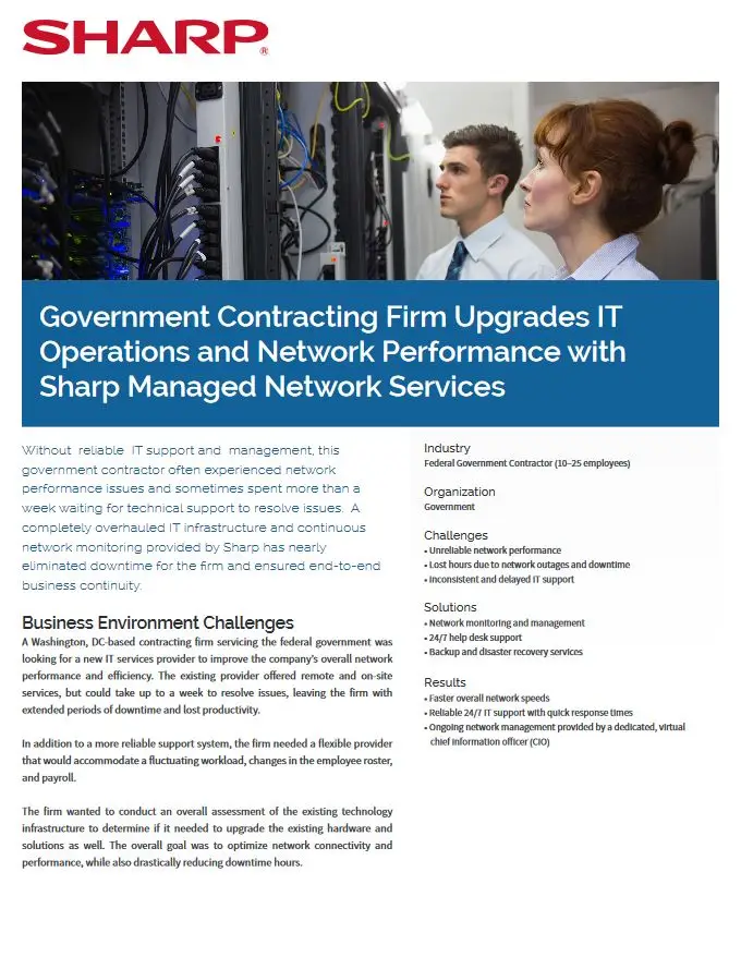 Sharp, Government Contractor, It, Case Study, Carraway Office Solutions