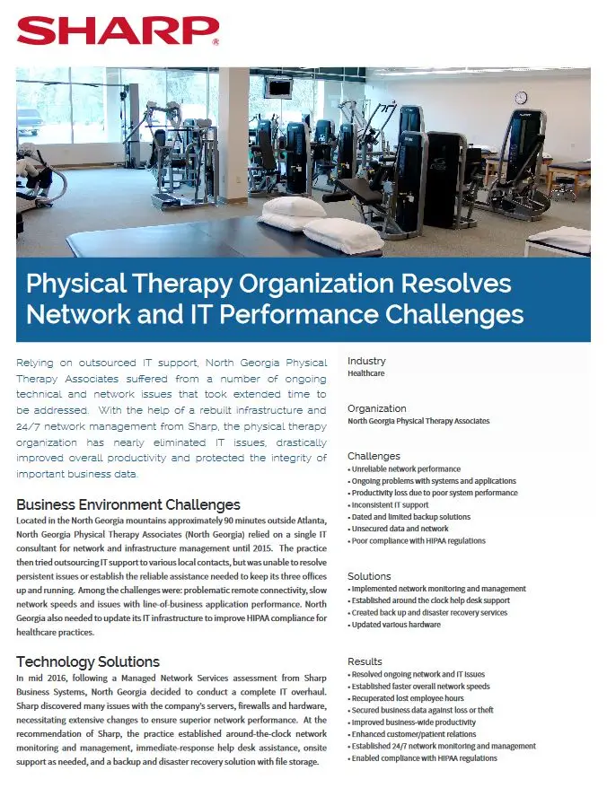Sharp, Physical Therapy Organization, Case Study, Carraway Office Solutions