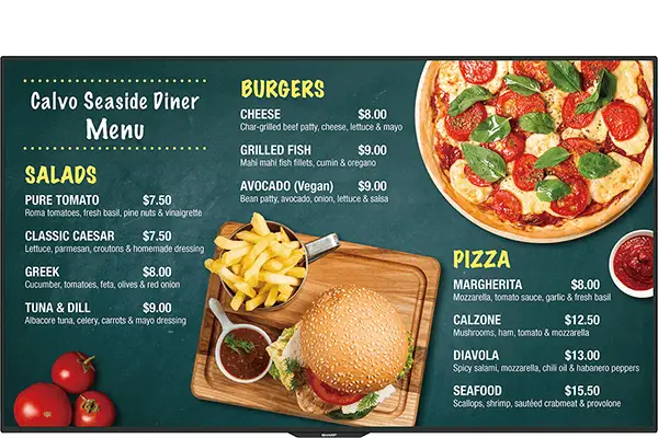 Sharp, Professional Display, menu, Carraway Office Solutions