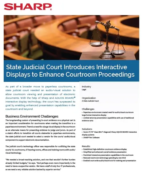 Sharp, State Judicial Court, Case Study, Legal, Carraway Office Solutions