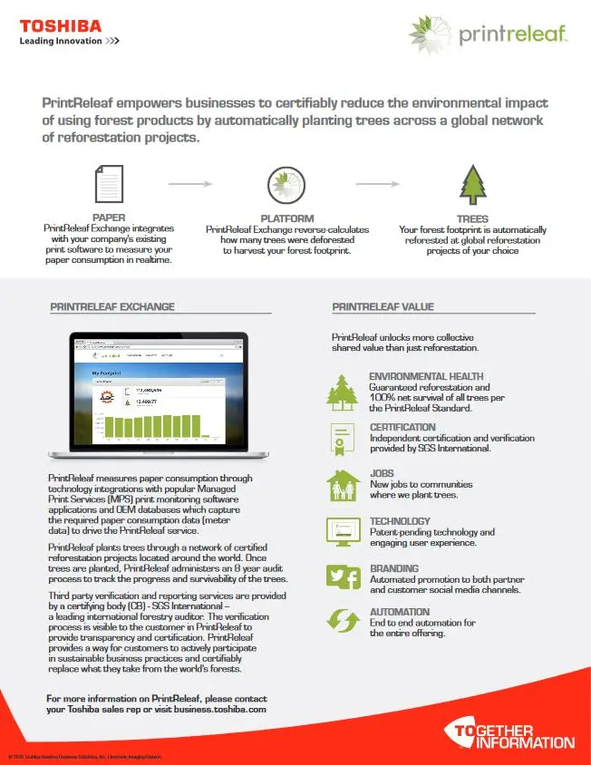 Print Releaf, Toshiba, Carraway Office Solutions