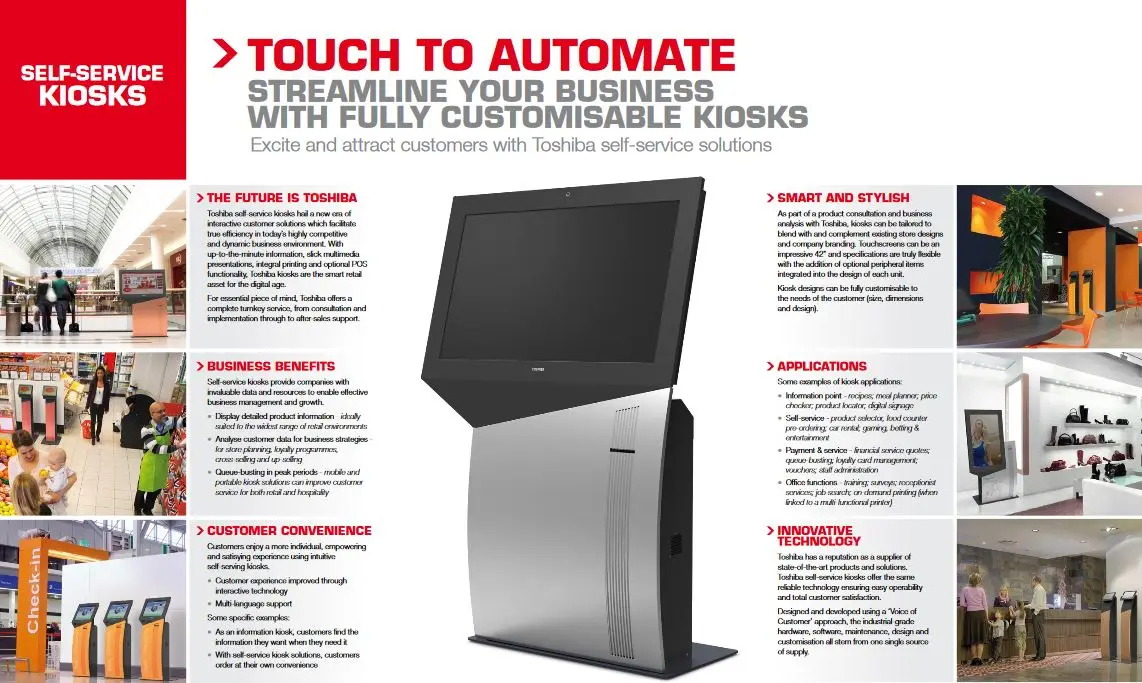 Self Service Kiosks, Retail, Digital Signage, Toshiba, Carraway Office Solutions