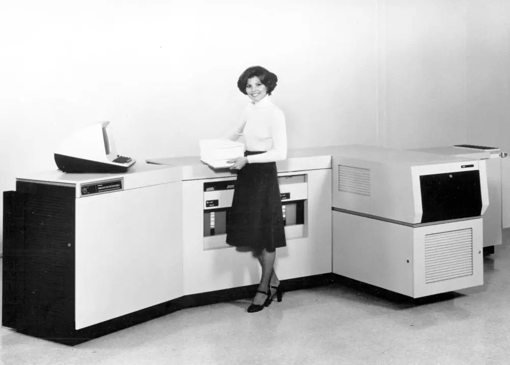 Xerox, copier, woman making copies, 1970s Carraway Office Solutions