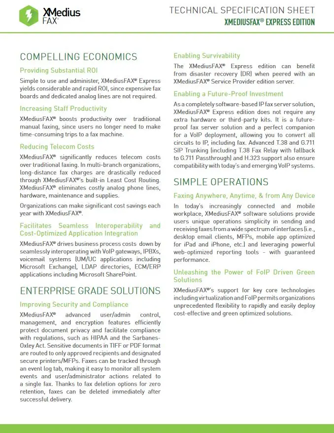 Xmedius Fax Express Edition Brochure, XMedius Fax, Carraway Office Solutions
