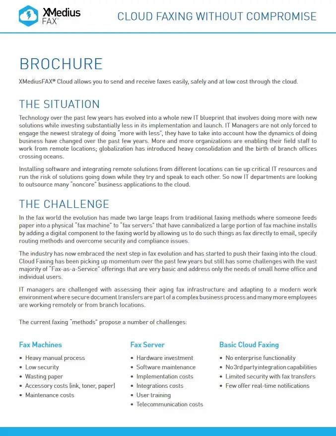 Xmmedius Cloud Fax Brochure, XMedius Fax, Carraway Office Solutions